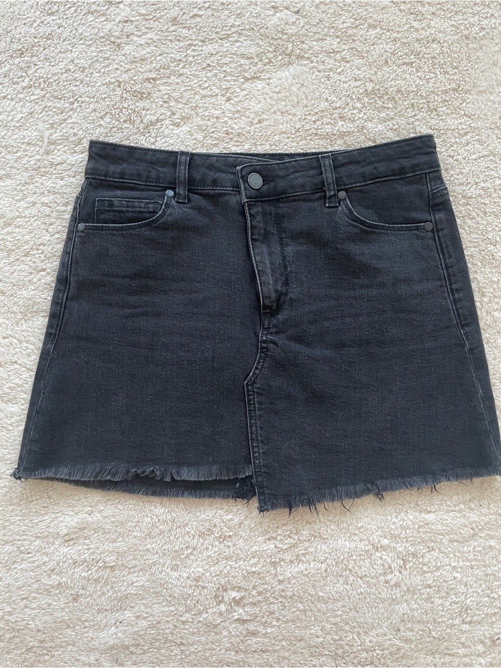 Paige Size 27 Black Denim Mini Skirt with Raw Hem small 4